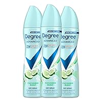 Degree Antiperspirant Deodorant Cucumber Burst 3 count Dry Spray 72-Hour Sweat & Odor Protection Deodorant Spray For Women With Body Heat Activated Technology​ 3.8 oz