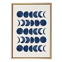 Sylvie Moon Phases Framed Linen Textured Canvas Wall Art by Teju Reval, 18x24 Gold, Beautiful Astronomy Wall Decor