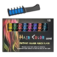 New Washable Hair Chalk Comb, 10 Colors Temporary Hair Color Chalk Comb Set, Washable Hair Chalk Pens for Girls Kids Gifts Idea Halloween Set
