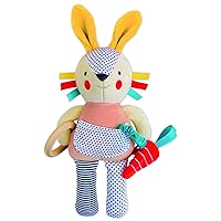 Petit Collage Organic Busy Bunny Activity Toy – Handmade Bunny Stuffed Animal for Babies and Toddlers, Entertains with Gentle Developmental Activities