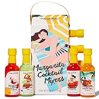Thoughtfully Cocktails, Margarita Cocktail Mixer Gift Set, Pre-Measured Single Serve Mixers, Margarita Fruit Flavors Include Strawberry, Mango, Watermelon and Peach, Set of 4 (Contains NO Alcohol)