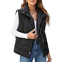 Blooming Jelly Womens Zip Up Puffer Vest Stand-up Collar Jacket Vests Outerwear With Pockets 2024