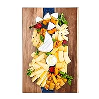 Wood Charcuterie Board with Blue Epoxy Resin Art - Olive Wood Cutting Board with Mineral Oil Finish - Ideal for Bread, Cheese, Fruits, and Vegetables - Kitchen Serving Tray -13.8'' x 9.8''