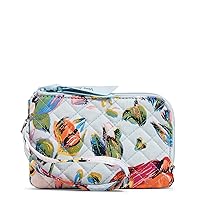 Vera Bradley Women's Cotton Double Zip ID Case Wallet With RFID Protection, Sea Air Floral - Recycled Cotton, One Size