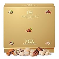 Damaskino Home Mixed Nuts Premium Golden Box - Assortment of Salted Nuts this perfect snack gift ideal - Healthy and Delicious Treats for Any Occasion -Thoughtful Gift- Experience the rich flavors and satisfying crunch of Mixed Nuts, a delightful treat for all nut enthusiasts.