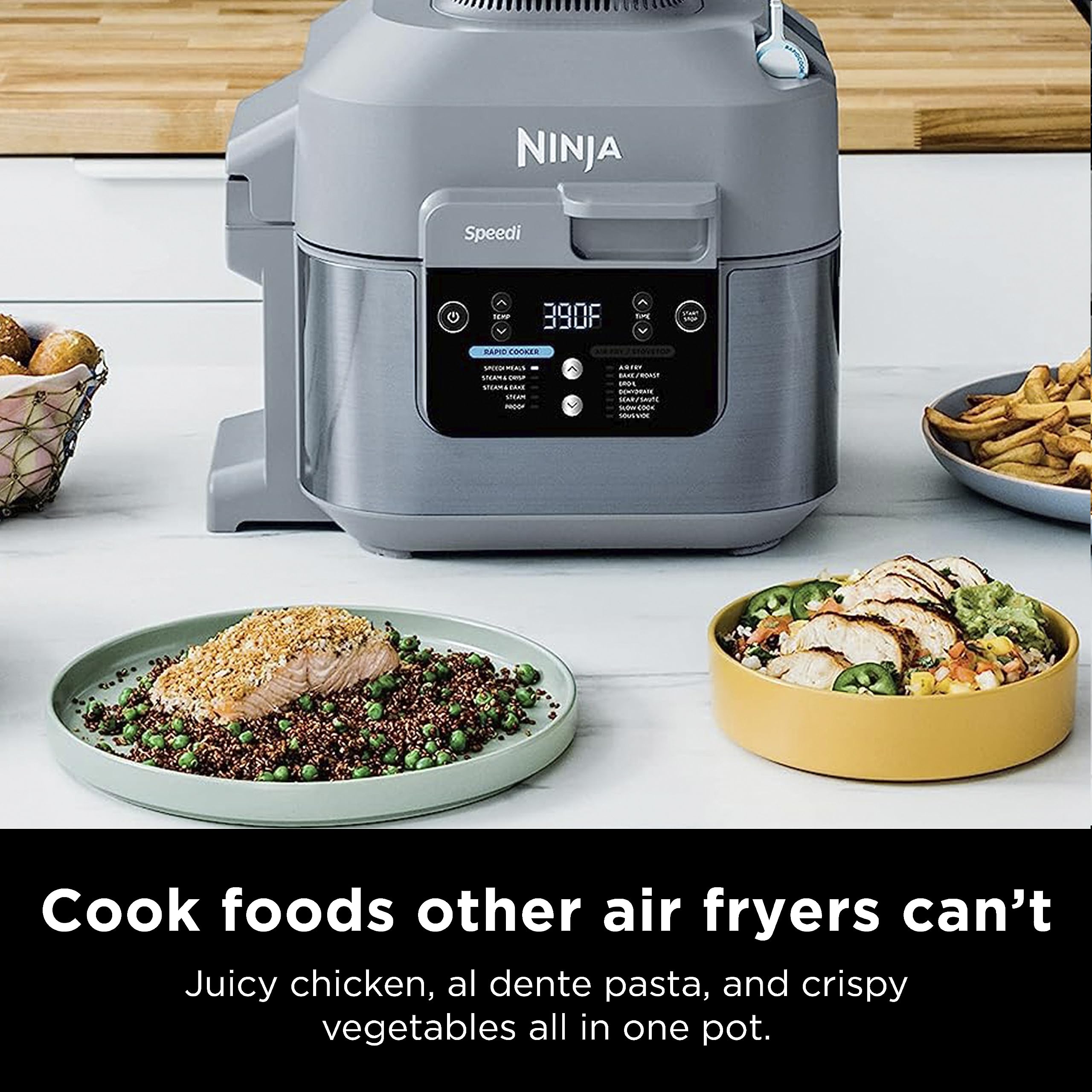 Ninja SF301 Speedi Rapid Cooker & Air Fryer, 6-Quart Capacity, 12-in-1 Functions to Steam, Bake, Roast, Sear, Sauté, Slow Cook, Sous Vide & More, 15-Minute Speedi Meals All In One Pot, Sea Salt Gray