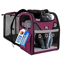 Cat backpack with window - Comfortable cat backpack for large cats and small dogs - Breathable cat backpack with soft padding - Robust for safe transport purple
