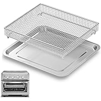 Stainless Steel Baking Tray Pan and Air Fryer Basket Compatible with Cuisinart Airfryer TOA-060 and TOA-065 Stainless Steel Baking Pan, Cooking and Baking for Convection Toaster Oven