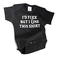 I'd Flex But I Like This Shirt Rocker Awesome Baby One piece Black w/White