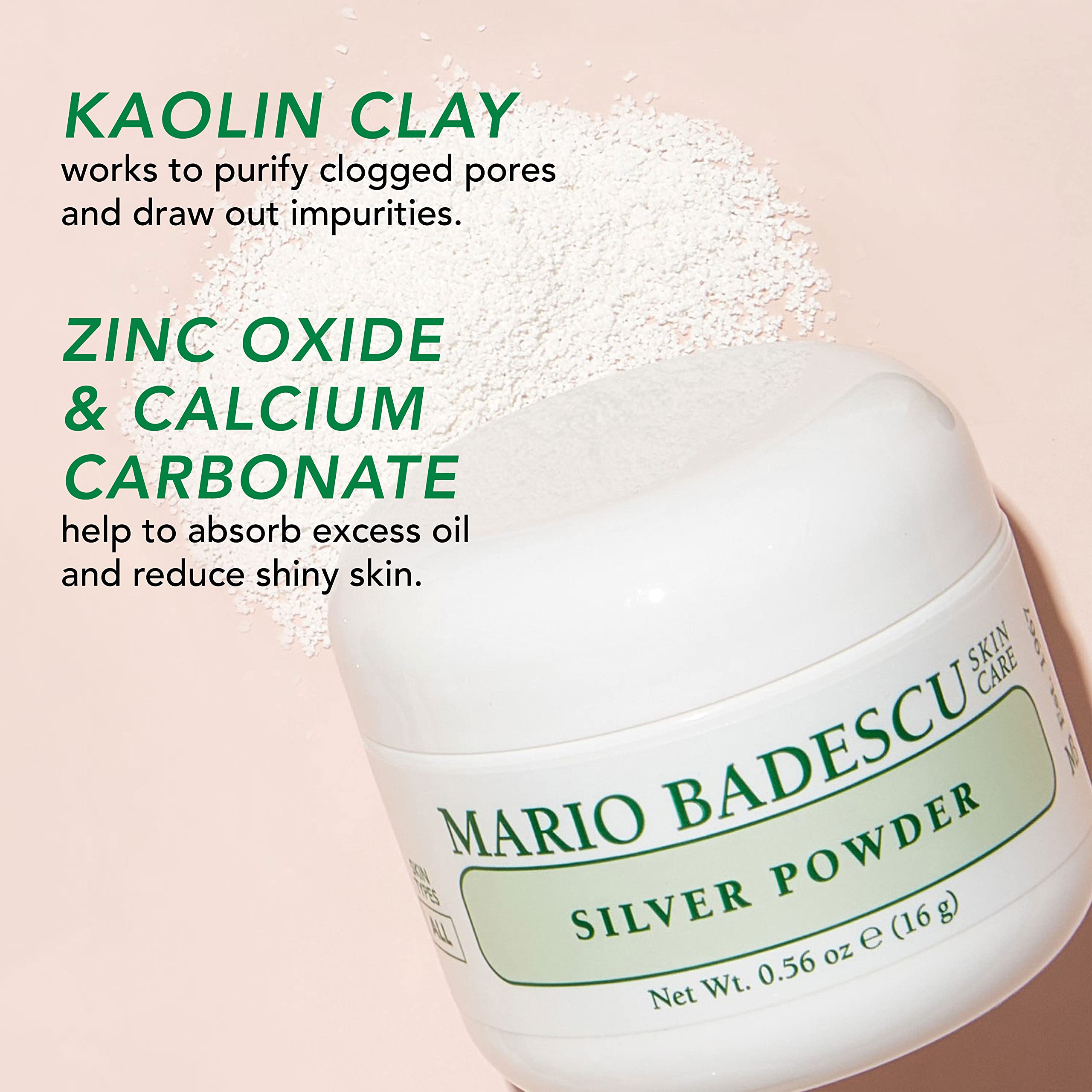 Mario Badescu Silver Powder Pore Mask for Oily Skin, Facial Pore Cleansing Mask Formulated with Kaolin Clay & Zinc Oxide, Nose Blackhead Remover Mask, 0.56 Ounce