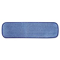 Rubbermaid Commercial Products HYGEN Microfiber Room Mop Pad, 18-Inch, Blue, Single-Sided, Damp Mop Head for Heavy-Duty Cleaning on Hardwood/Tile/Laminated Floors in Kitchen/Lobby/Office, Pack of 12