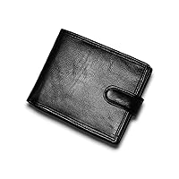 Black RFID Blocking Genuine Leather Billfold Wallet With Zip Coin Pocket Pouch For Men 4003