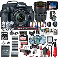 Canon EOS 7D Mark II Camera with 18-135mm f/3.5-5.6 is USM Lens & W-E1 Wi-Fi Adapter (9128B135) + 4K Monitor + Canon EF 24-70mm Lens + Mic + Headphones + 2 x 64GB Card + More (Renewed)