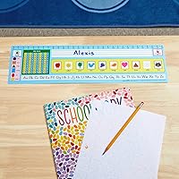 Really Good Stuff 24PK Zaner-Bloser 100-Grid with Number Line Self-Adhesive Vinyl Desktop Reference Nameplate with Left and Right Handprints, Shapes and Colors