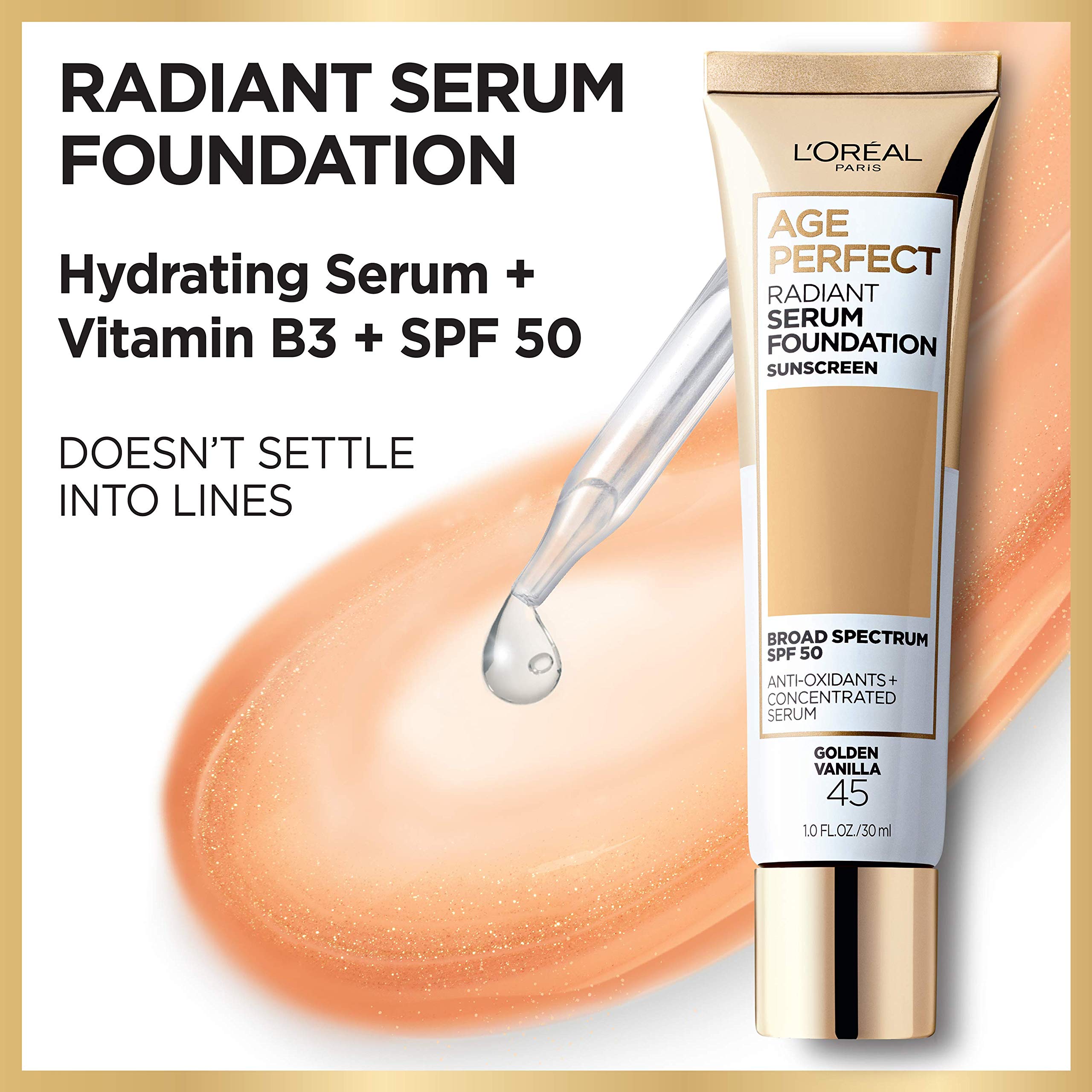 L’Oréal Paris Age Perfect Radiant Serum Foundation with SPF 50, Espresso, 1 Ounce