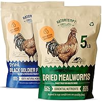 Chicken Treat Mix - Dried Mealworms (5lb) & Black Soldier Fly Larvae for Chickens (5lb) - 100% Natural Organic Protein Rich Chicken Feed for Laying Hens, Ducks, Wild Birds | 10lb