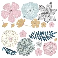 RoomMates RMK4643GM Pink Perennial Blooms Giant Peel and Stick Wall Decals