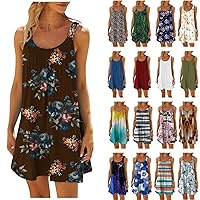 Summer Birthday Sleeveless Beautiful Blouses Lady Mini Solid Cool Ruched Sundress Cotton Crewneck Comfort Top for Ladies Army Green