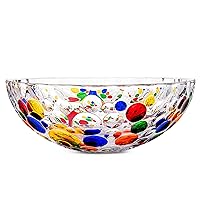 Lisboa Collection Hand Painted Colorful Glass Crystal Salad & Fruit Bowl, Centerpiece For Home,Office,Wedding Decor, Fruit, Snack, Dessert