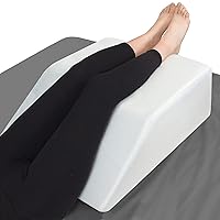 Leg Elevation/Wedge Pillow with Memory Foam Top - Elevated Leg Rest Pillow for Circulation, Swelling, Knee Pain Relief for Legs, Sleeping, Reading, Relaxing - Washable Cover (8 Inch)