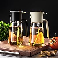 Olive Oil Dispenser Bottle - 2 in 1 Oil Dispenser and Oil Sprayer - 500ml / 17Oz Oil Bottle with Enhanced Spray Nozzle - Oil Sprayer for Cooking, Kitchen, Salad, Barbecue 2Pcs Black&White