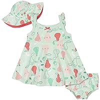 baby-girls 3-piece Sundress, Diaper Cover and Hat Set