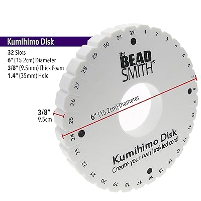  The Beadsmith Round Kumihimo Disk, 6 inch Diameter, 3/8” Thick  Dense Foam, Jewelry Tools for Braiding, 1 disks