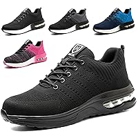 Steel Toe Shoes for Men Women Breathable Safety Work Sneakers Lightweight Comfortable Proof Slip Resistant Fashion Sneakers Air Cushion Construction Industrial Safety Shoes
