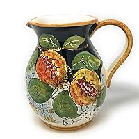 Italian Ceramic Pottery Art Pottery Jar Pitcher Vino Vine gal 0,264 Hand Painted Decorated Fruits Made in ITALY Tuscan Florence