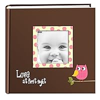 Pioneer Photo Albums EV-246FB/O 200-Pocket Baby Owl Printed Designer Frame Cover Photo Album, Pink, 4 x 6 Inch