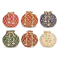 Indian Ethnic and jewellery Designer Women Potli Bags or Wristlets or rajasthani batwa (Pack of 6)