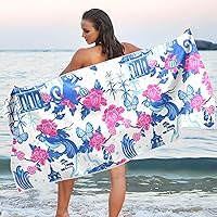 Chinoiserie Theme Monkey and Pagoda Beach Towel Thin Quick Fast Dry Beach Towels for Travel Sports Pool Swimming Bath Camping Yoga Women Men 30 x 60in