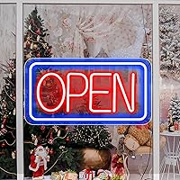 Open Sign With Adapter Neon Open Sign LED With 5 Adjustable Brightness Open Signs For Business Window Open Neon Sign Party Stores Shop Coffee Salon Hotel (Blue/Red-Horizontal) 16.5
