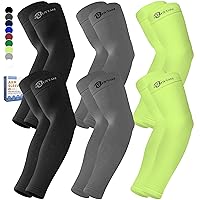 BHYTAKI 6 Pairs Cooling Compression Arm Sleeves for Men Women,UPF50 UV Sun Protection Sleeves for Work Sport Tattoo Cover Up