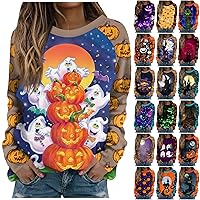 Womens Oversized Hoodies Halloween Sweatshirts Workout Hooded Pullover Tops Sweaters Casual Comfy Fall Fashion Outfits