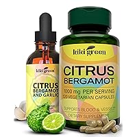 Citrus Bergamot Capsules & Liquid Drops Bundle - for Heart Health, Immune System Support, Healthy Aging - Citrus Bergamot Extract 1000mg Supplements 120 Vegan Capsules + 2 fl oz