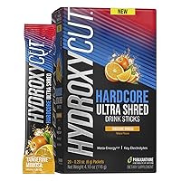 Hydroxycut Hardcore Ultra Shred Drink Sticks, Tangerine Mimosa - 20 Packets - Zero Sugar or Calories - Includes Paraxanthine & B Vitamins - For Women & Men