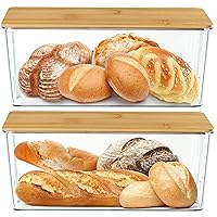 2 Pcs Clear Bread Box with Cutting Board Lid for Kitchen Countertop, Bread Storage Container for Homemade Bread