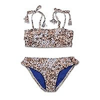 Hobie Girls Straight Bandeau Bikini Top & Ruffle Hipster Bottom Swimsuit Set