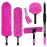 15 Foot Dusters for Cleaning, Duster with Extension Pole 7-15ft, 12 PCS Microfiber Feather Duster Used for Cleaning Ceiling Fan,High Window, Sofa, Cobweb Duster for Women