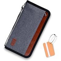 Travel Passport Wallet Family Passport Holder RFID Blocking Waterproof Bag Documents Organizer Premium Durable Passport Case With Luggage Tag(Grey)