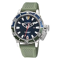 Nautica Men's NAPGLS113 Glenrock Lagoon Grey/Blue/Green Silicone Watch