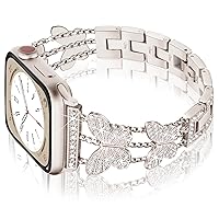 Ocaer Compatible with Apple Watch Strap 41 mm 40 mm 38 mm, Glitter Diamond Rhinestone Metal Replacement iWatch Bracelet for Apple Watch Series 9 8 7 6 5 4 3 2 1 SE, Bling Jewellery for Women (Polar