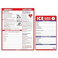 Senior Safety Magnets: (1) ICE Magnet - in Case of Emergency Information for First Responders - (1) Heart Attack/Stroke Warning Signs, Adult CPR Quick Reference Card