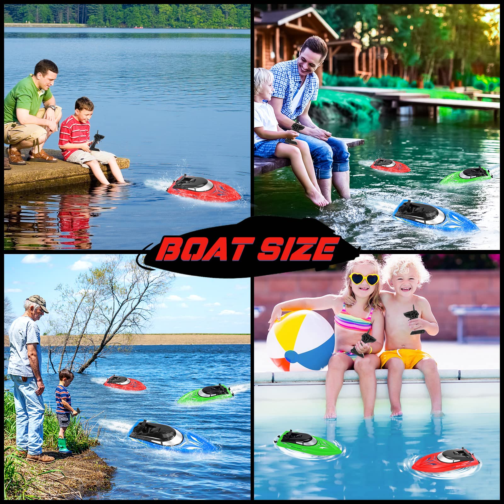 LIZHOUMIL 3PACK RC Boat, Remote Control Boats for Kids and Adults,10km/H 2.4G High Speed Remote Control Boat, Fast RC Boats for Pools and Lakes with 6 Rechargeable Battery