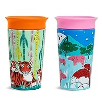 Munchkin® Miracle® 360 Wildlove Sippy Cup, 9 Oz, 2 Pack, Tiger/Rhino