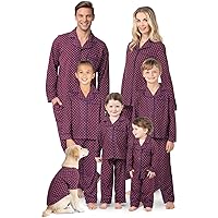 PajamaGram Family Pajamas Soft Cotton - Matching Pajamas, Burgundy & Navy Patterns