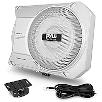 Pyle 10-Inch Low-Profile Amplified Subwoofer System - 900 Watt Compact Enclosed Active Marine Underseat Car Subwoofer with Built In Amp, Powered Car Subwoofer w/ Low & High Level Inputs
