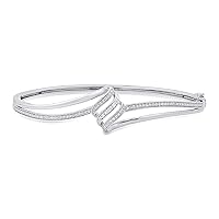 Dazzlingrock Collection 0.25 Carat (ctw) Round White Diamond Ladies Swirl Spilt Shank Bangle Bracelet 1/4 CT, Sterling Silver