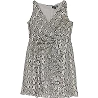 Ralph Lauren Womens Ruffled Print Sheath Surplice Dress, Grey, 10P